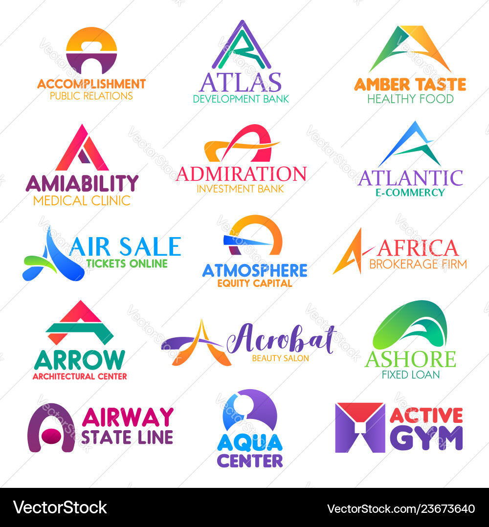 Business icons letter a corporate identity Business icons letter a corporate identity vector image