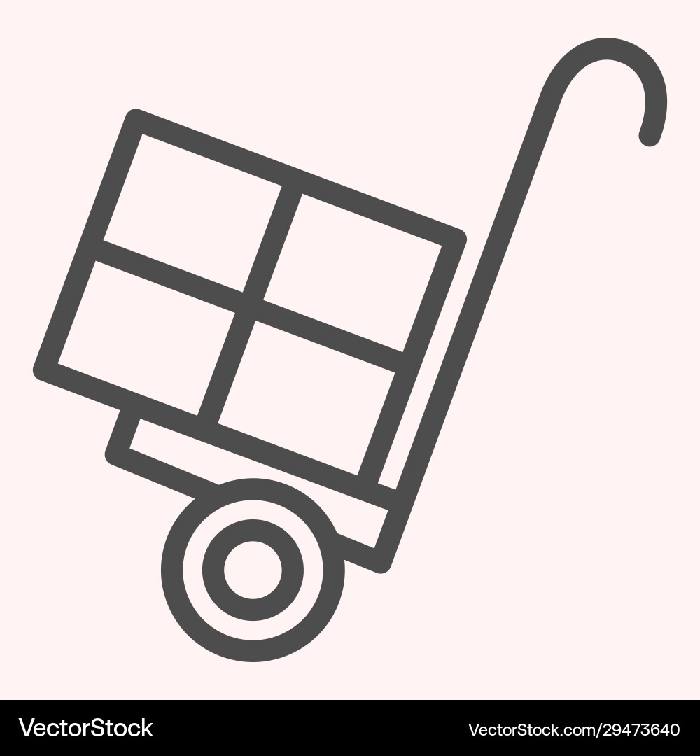 Cargo trolley line icon package delivering cart Cargo trolley line icon package delivering cart vector image