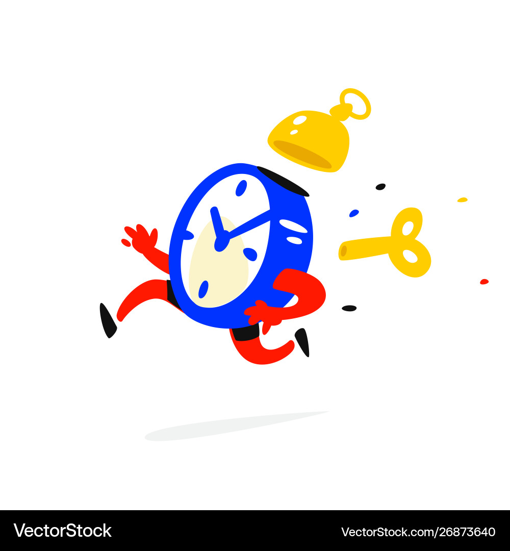 Cartoon character running alarm clock time is up Cartoon character running alarm clock time is up vector image