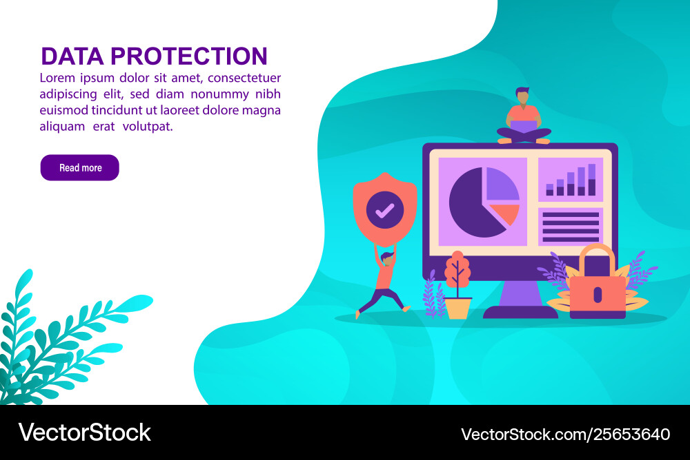Data protection concept with character template Vector Image