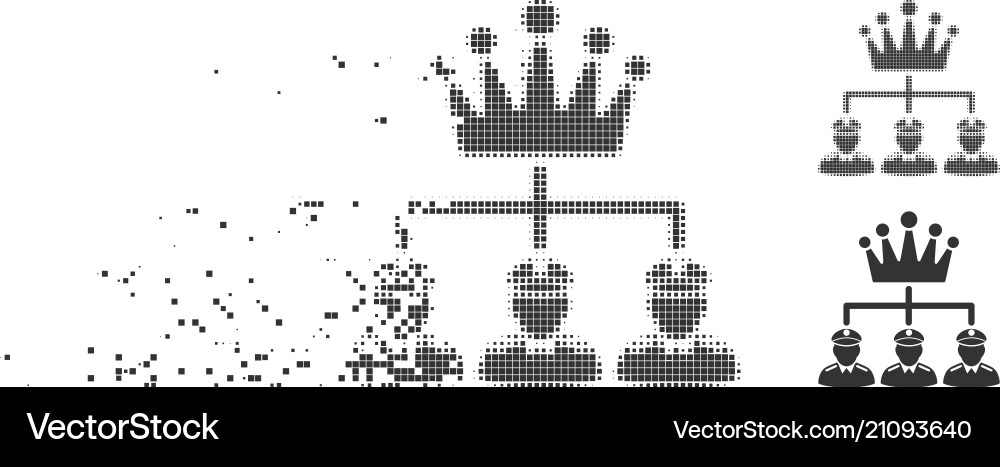 Decomposed pixel halftone monarchy structure icon Decomposed pixel halftone monarchy structure icon Vector Image