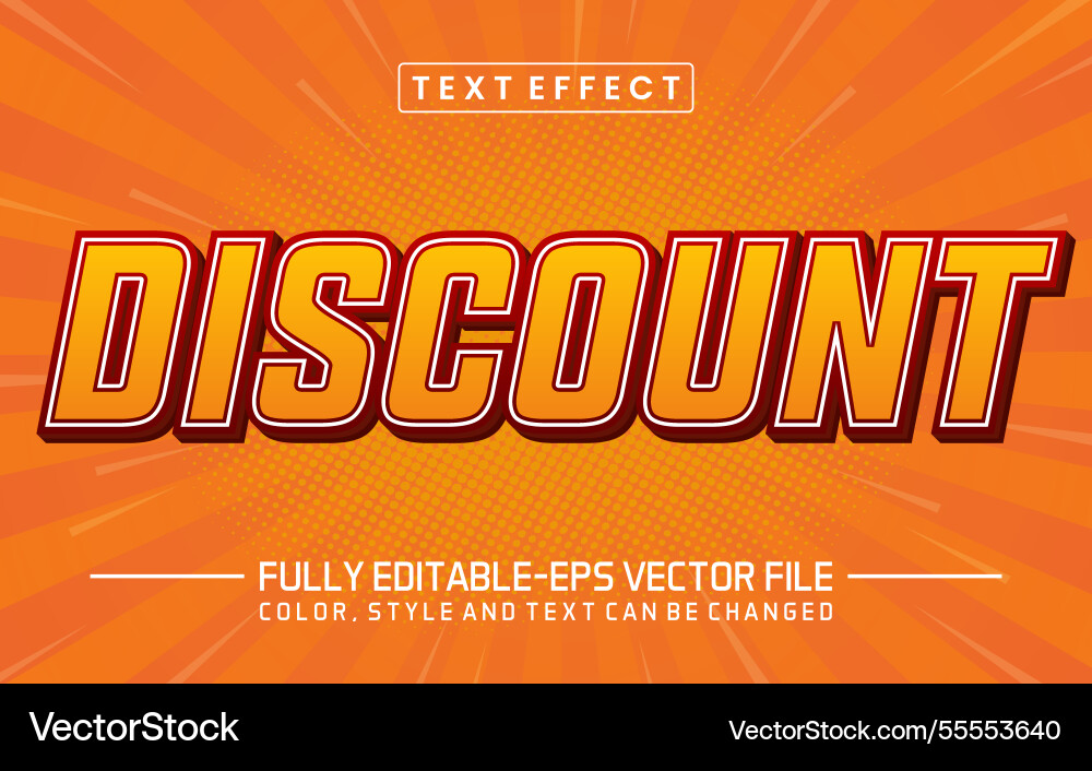 Discount font text effect editable vector image