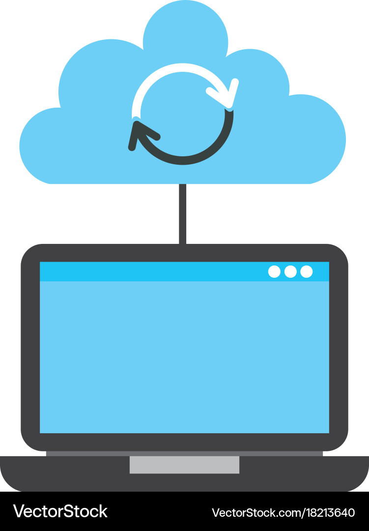 Laptop cloud computing refresh data storage vector image
