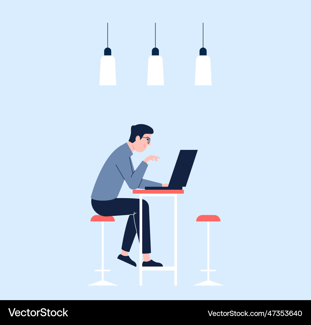 Man working with laptop program development male Man working with laptop program development male vector image