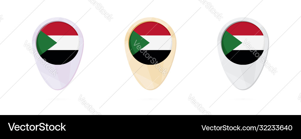 Map markers with flag sudan 3 color versions Map markers with flag sudan 3 color versions vector image