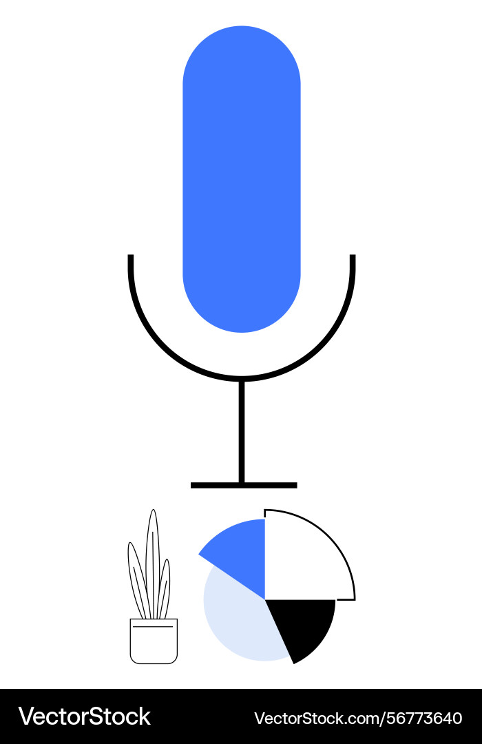 Minimalist microphone with analytics pie chart Minimalist microphone with analytics pie chart vector image
