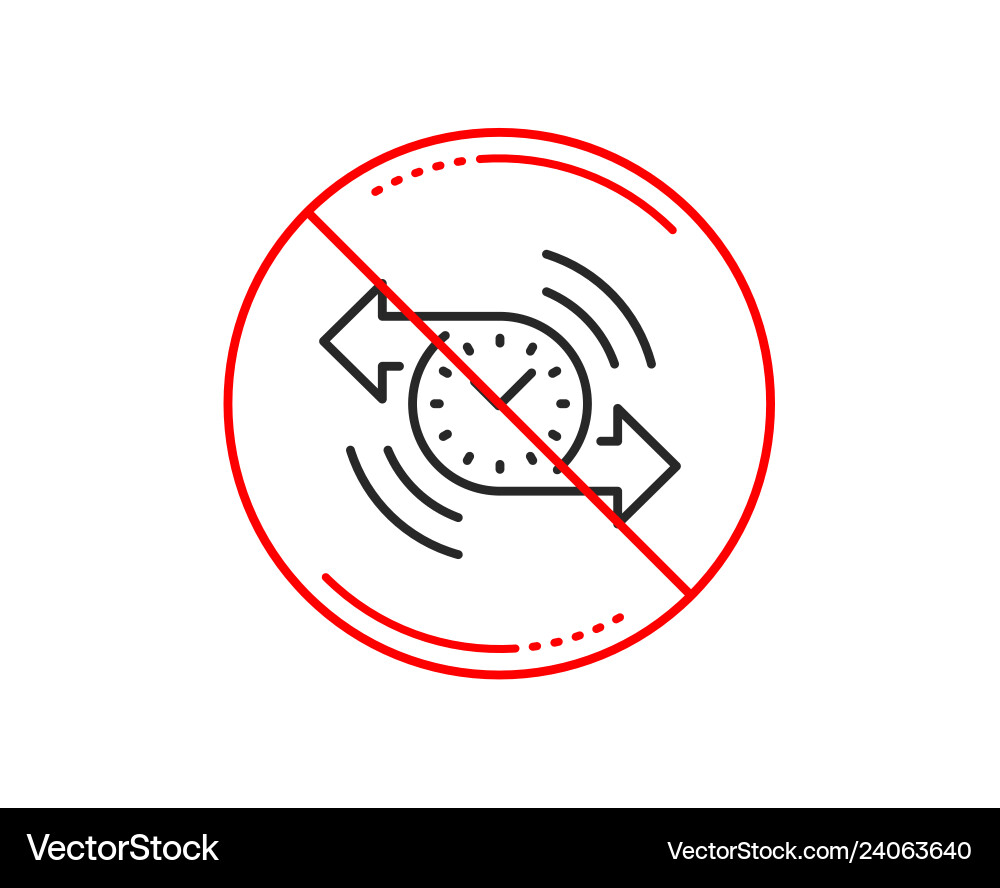 No or stop sign timer line icon time clock Vector Image