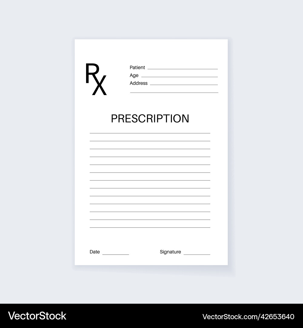 Rx form template Rx form template vector image