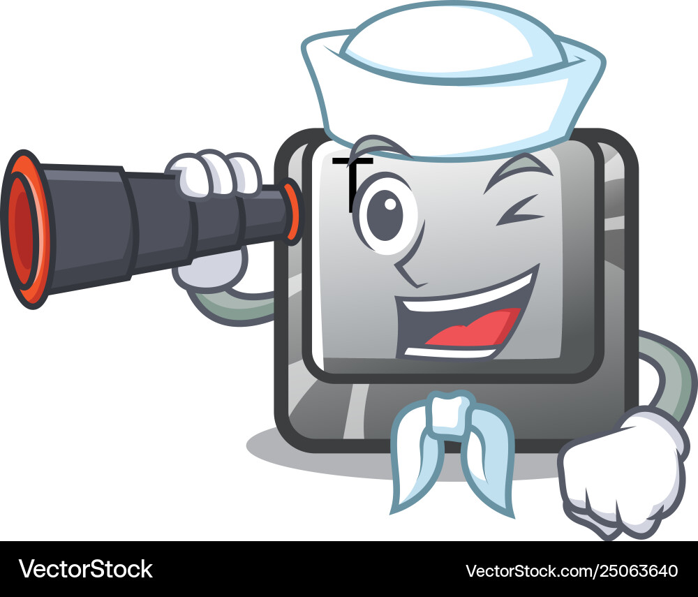 Sailor with binocular button t in keyboard vector image