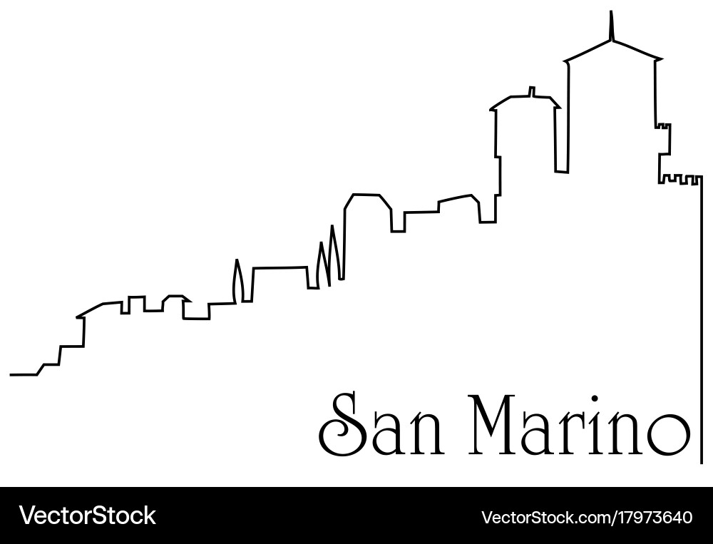 San marino Stadt eine Linie Zeichnung Hintergrund Vektorbild