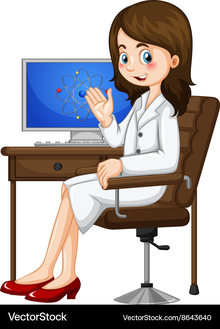 Scientist working on the computer vector image