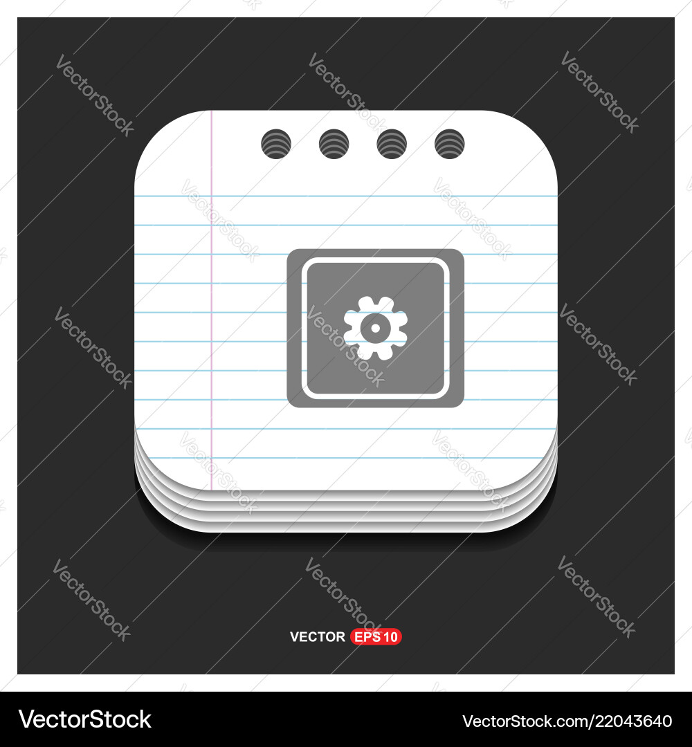 Setting icon gray on notepad style template vector image