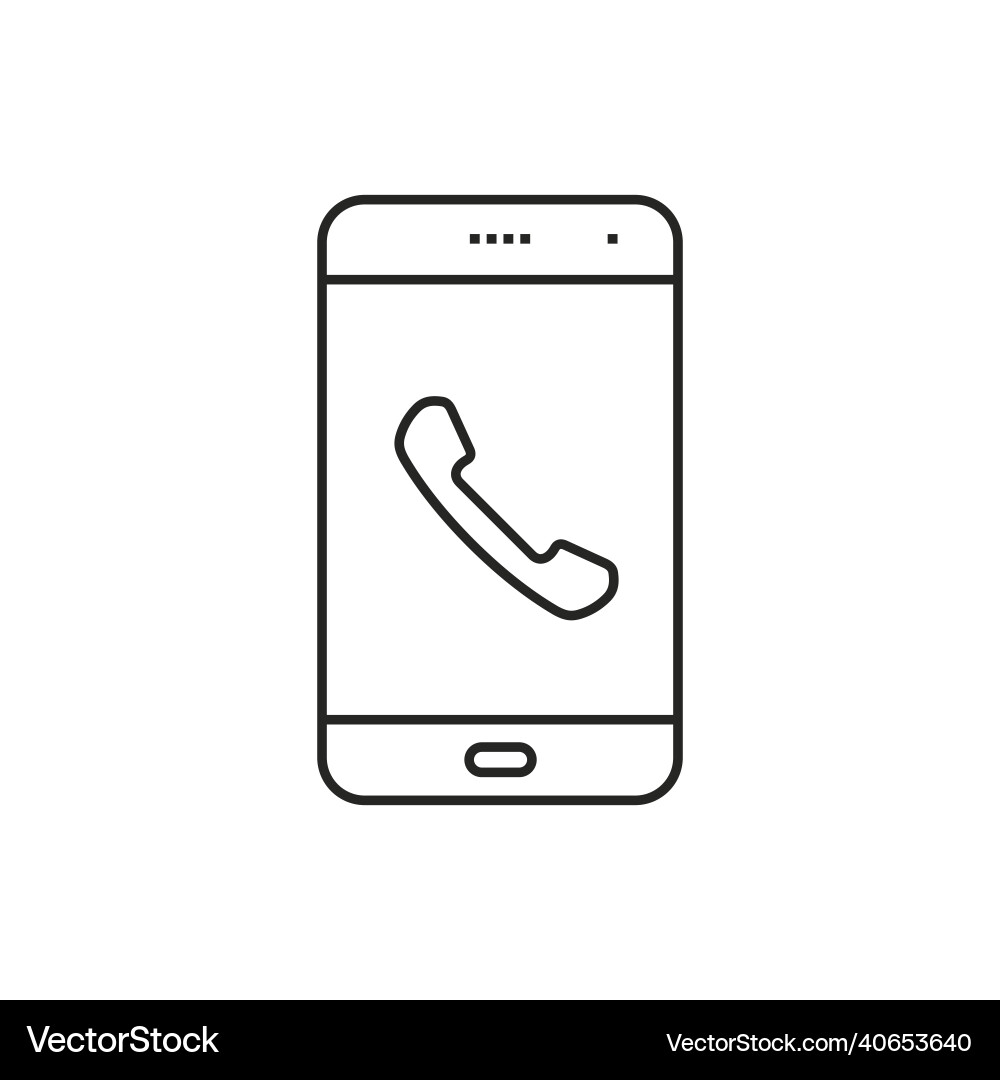 Smart phone call line icon isolated simple linear Vector Image