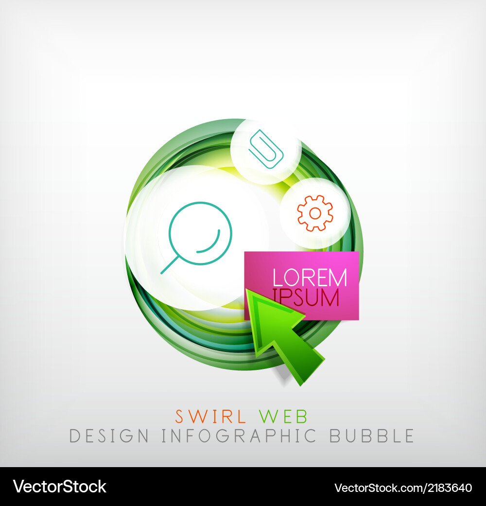Swirl web design infographic bubble - flat concept vector image