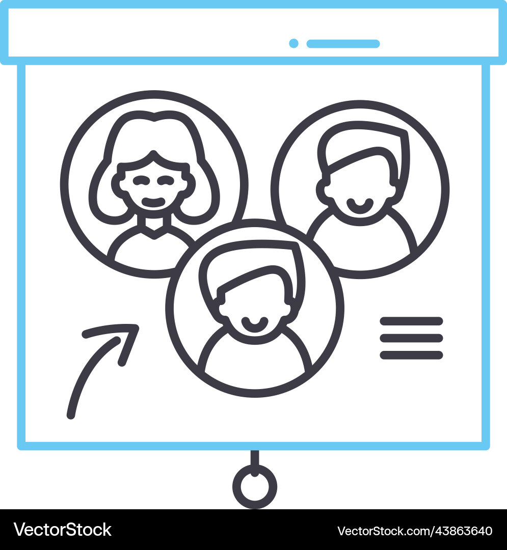 Team building program line icon outline symbol Team building program line icon outline symbol Vector Image