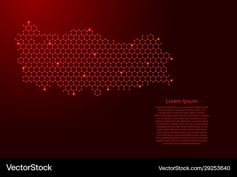 Turkey map from futuristic hexagonal shapes Turkey map from futuristic hexagonal shapes vector image