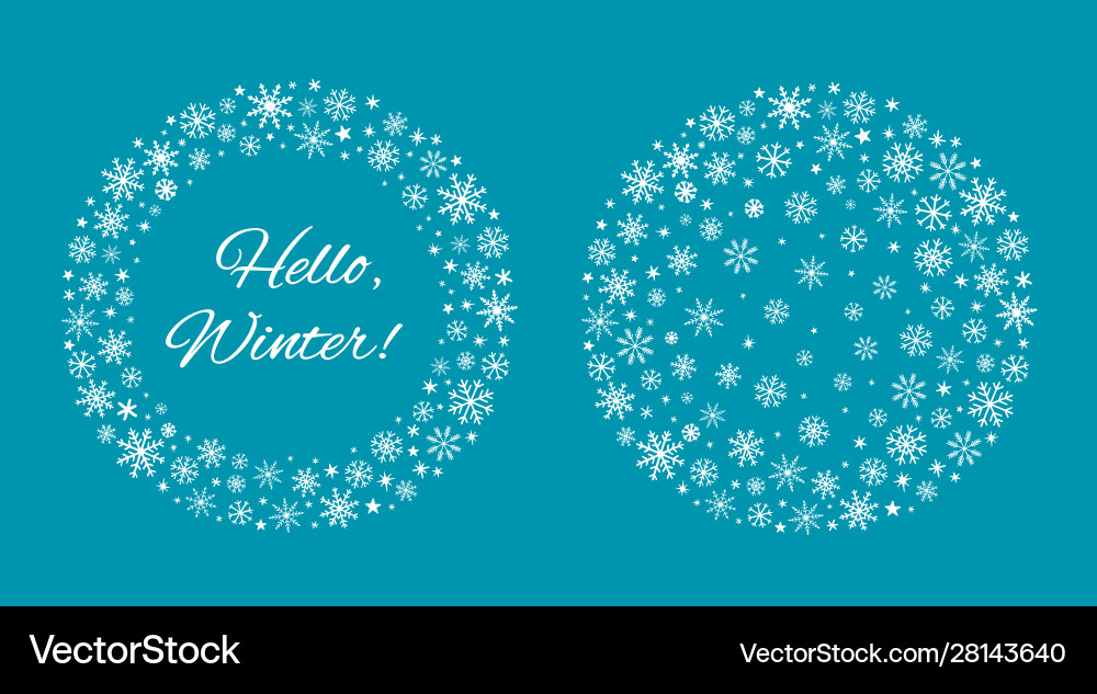 Winter Snowflake Frame - Hello vector image