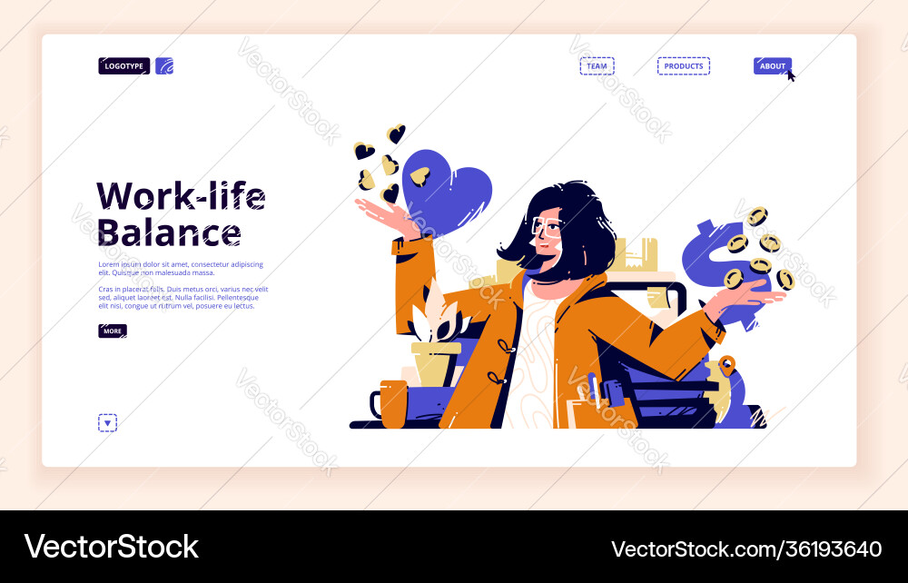 Work-life balance wellbeing lifestyle Royalty Free Vector