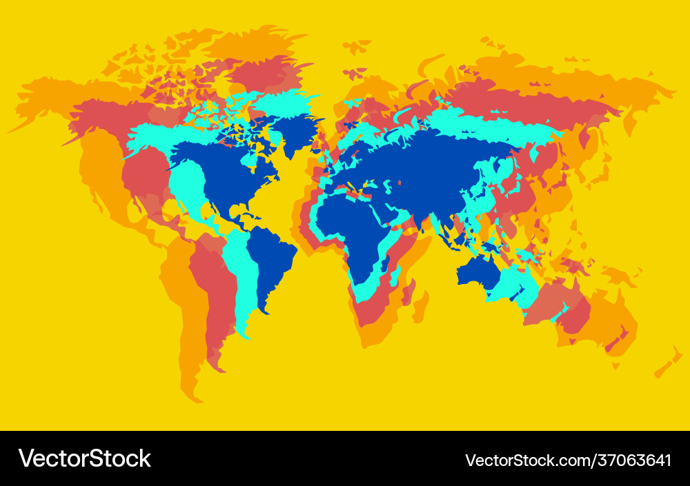 Abstract world map with colorful overlaps Vector Image