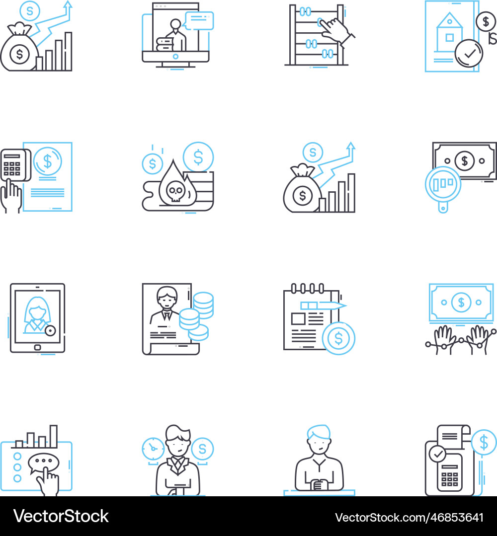Asset diversification linear icons set allocation Asset diversification linear icons set allocation vector image