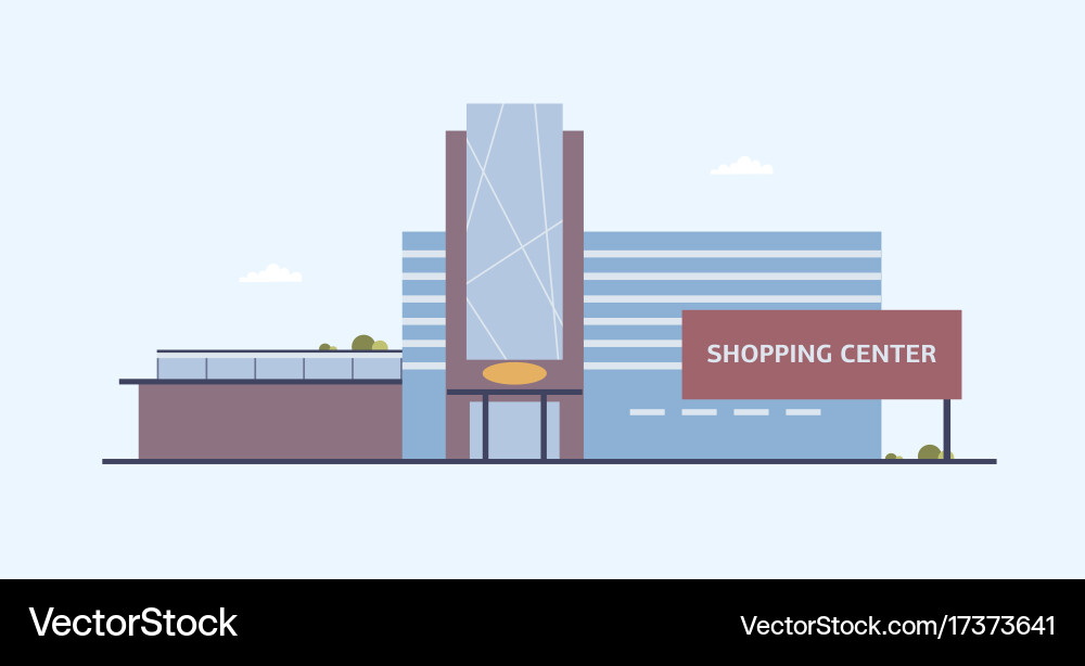 Building of shopping center with large windows Vector Image