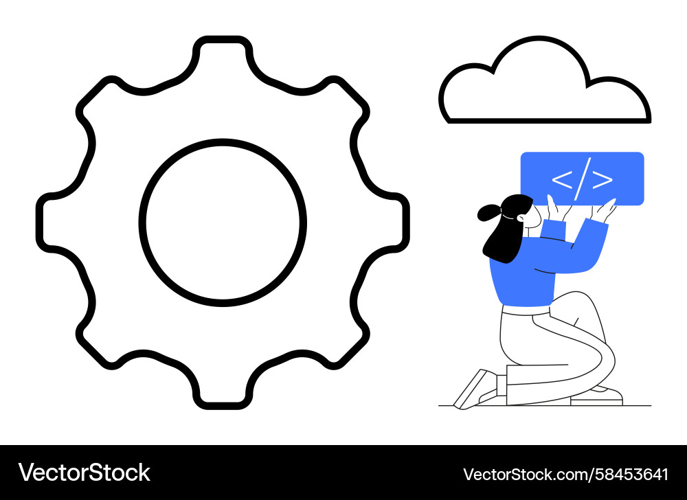 Coding with Gears & Cloud Vector Image