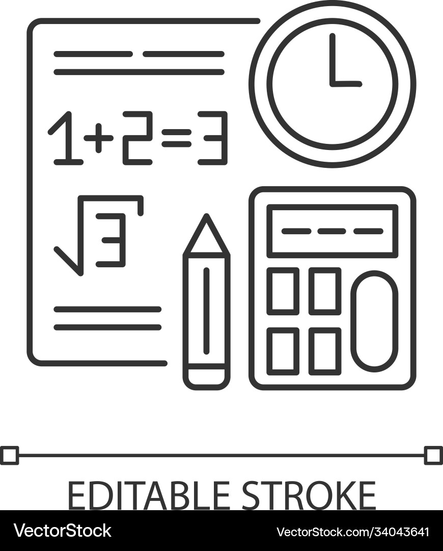 Computational exam pixel perfect linear icon Computational exam pixel perfect linear icon vector image