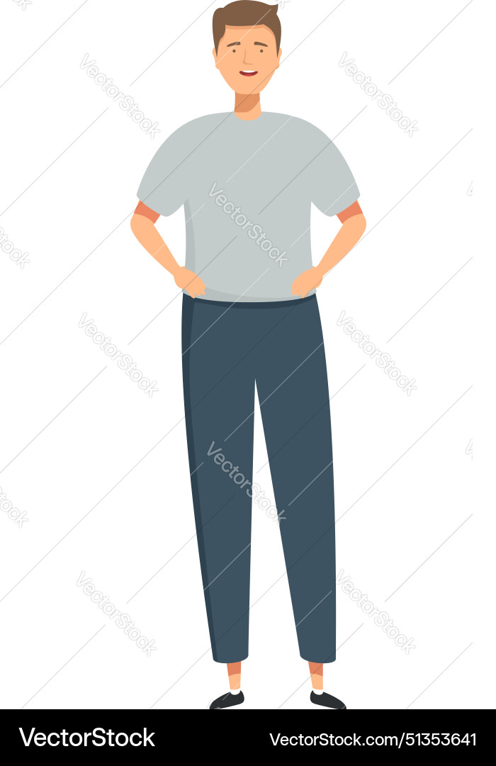 Confident Man Standing With Hands On Hips Vector Image
