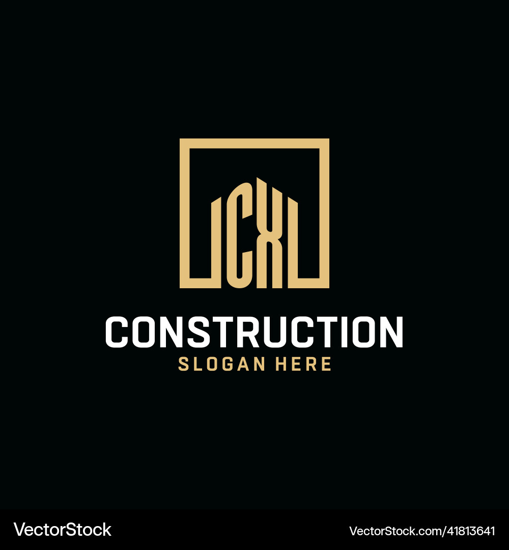 Cx initial monogram logo design with square shape Cx initial monogram logo design with square shape vector image