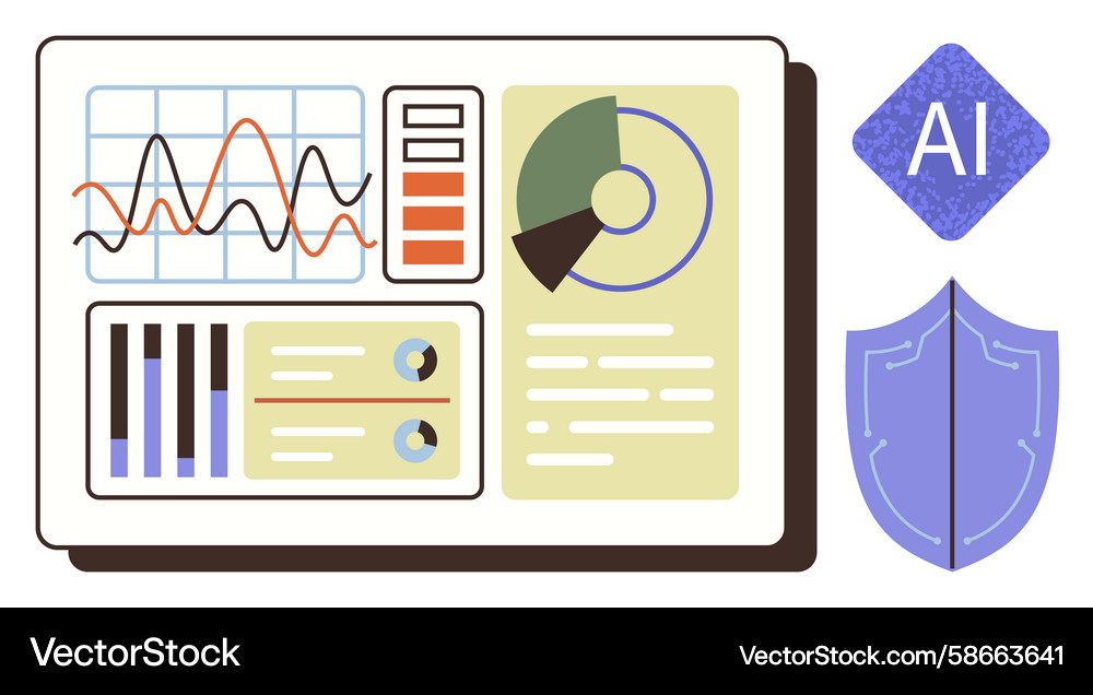 Data Analytics & AI Security Dashboard Vector Image