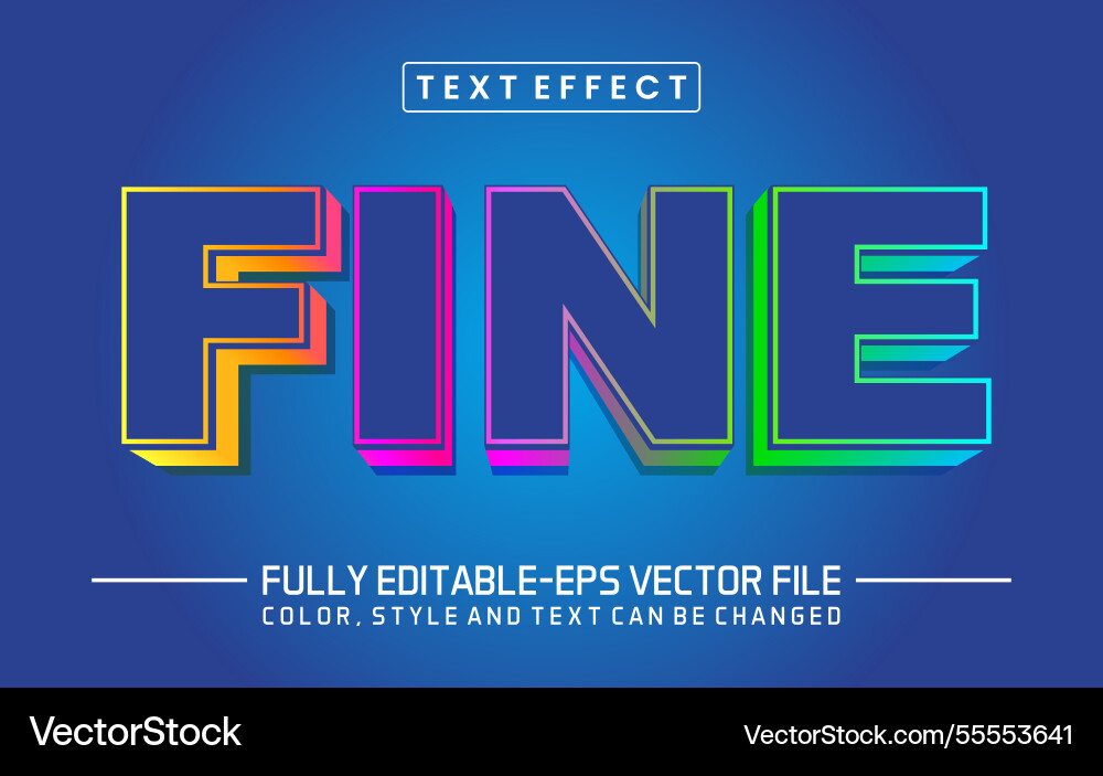 Fine font text effect editable Fine font text effect editable vector image