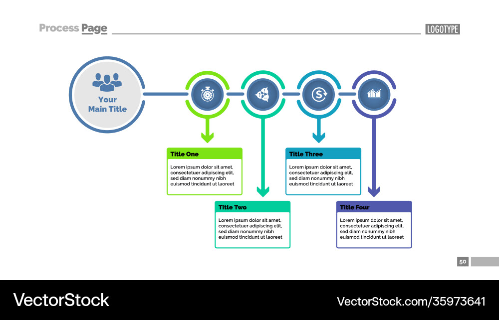 Four steps process chart slide template Four steps process chart slide template vector image