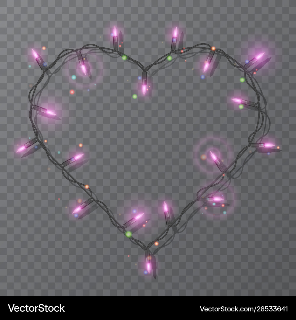 Frame in form heart with realistic lights Frame in form heart with realistic lights vector image