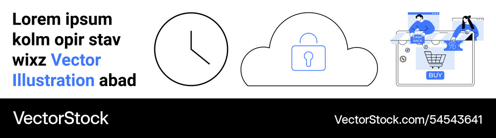 Minimalistic elements of time cloud security Minimalistic elements of time cloud security vector image