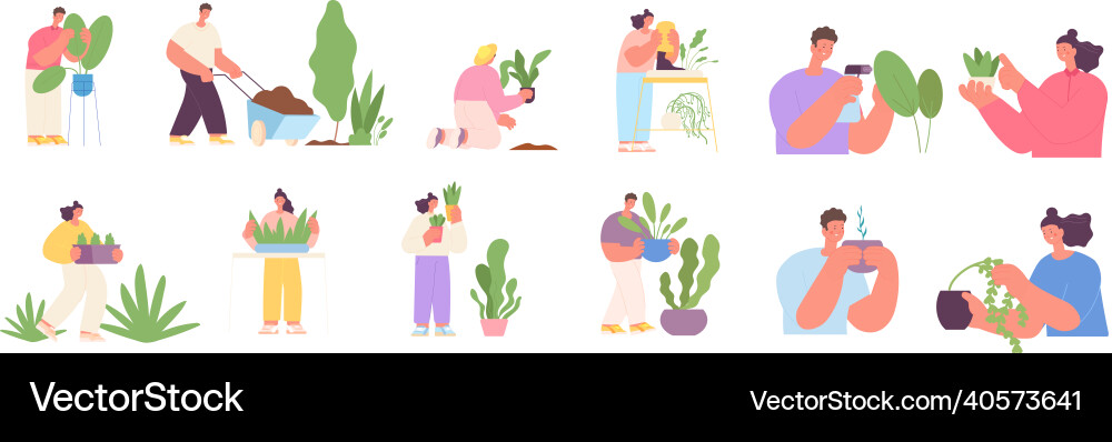 People gardening garden farmers working gardener People gardening garden farmers working gardener vector image