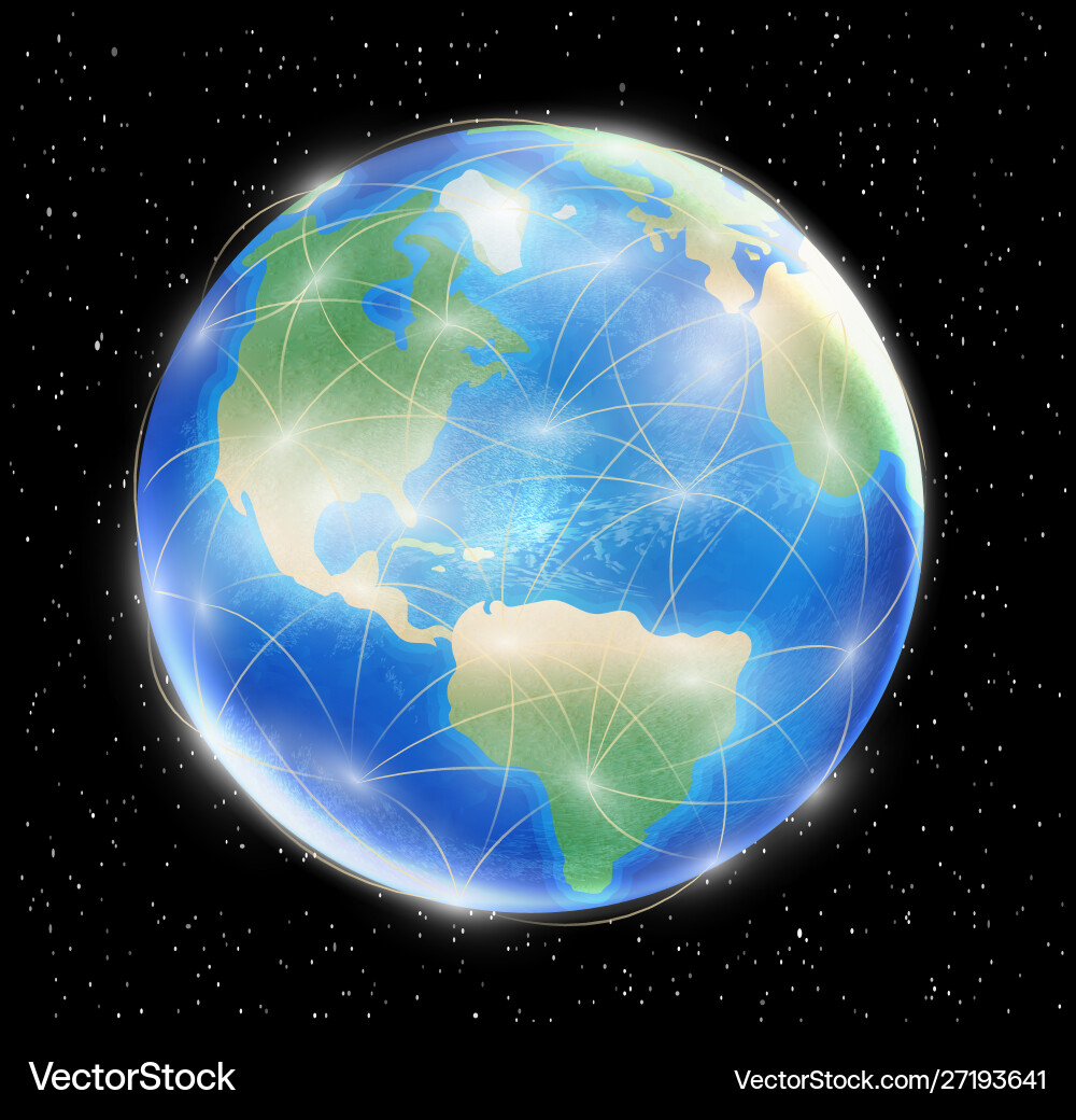 Planet earth globe with network line connected Vector Image