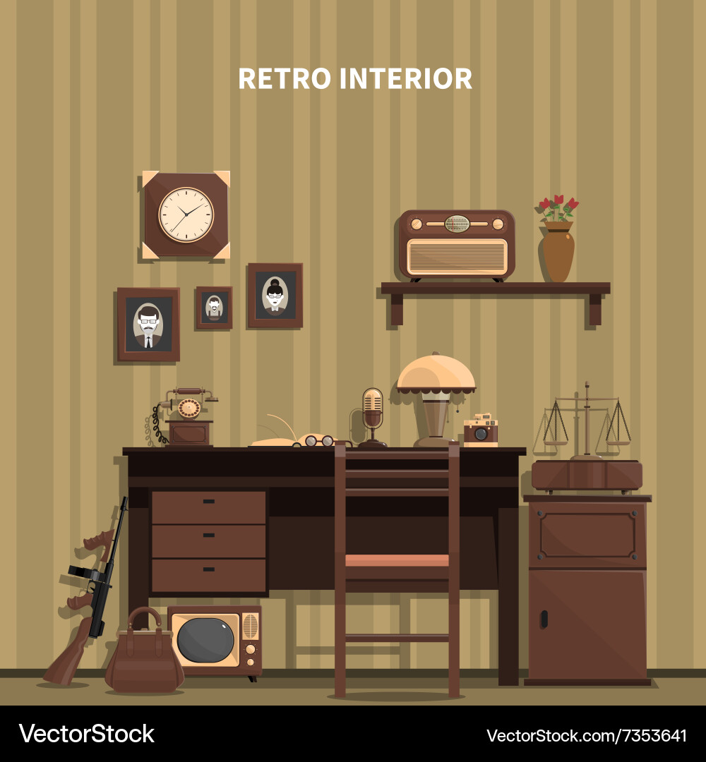 Retro interior Royalty Free Vector Image - VectorStock