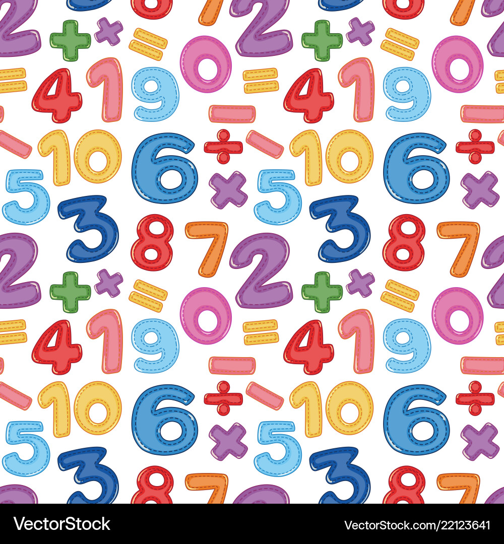 Seamless Number and Math Icon Pattern vector image
