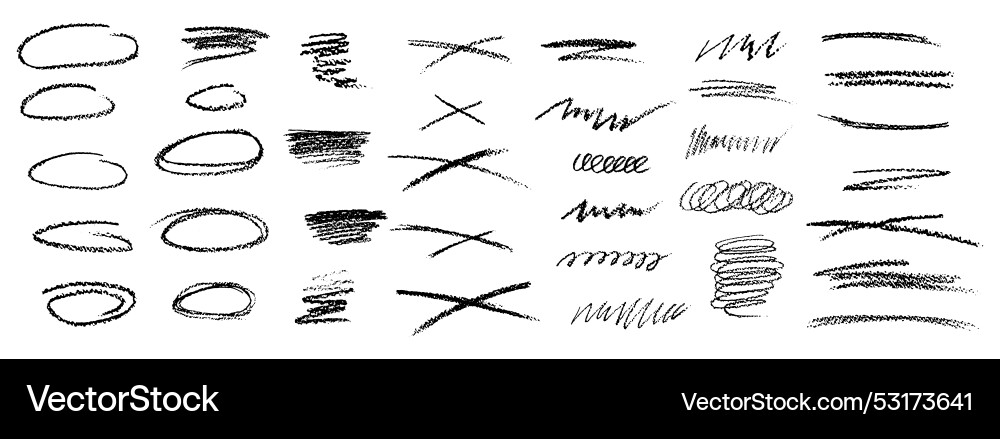 Set of chalk scribble frames and line brush Set of chalk scribble frames and line brush vector image