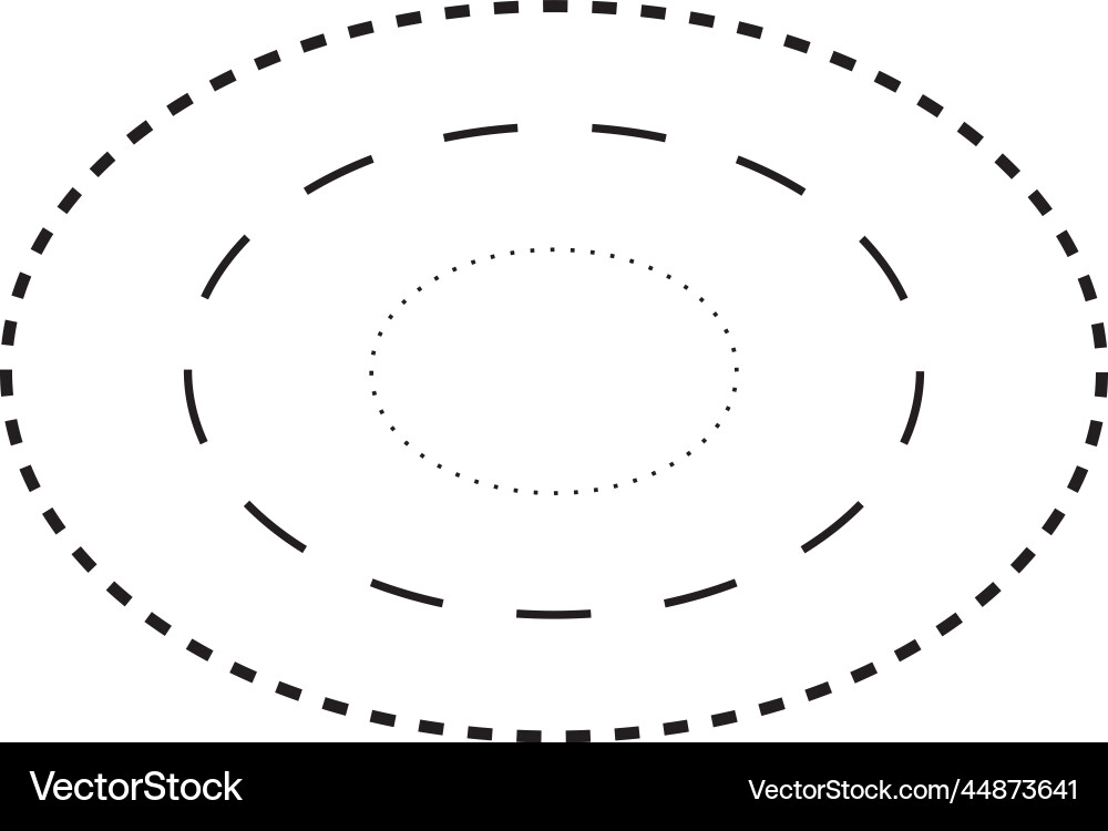 Tracing ellipse shape symbol dashed and dotted Tracing ellipse shape symbol dashed and dotted vector image