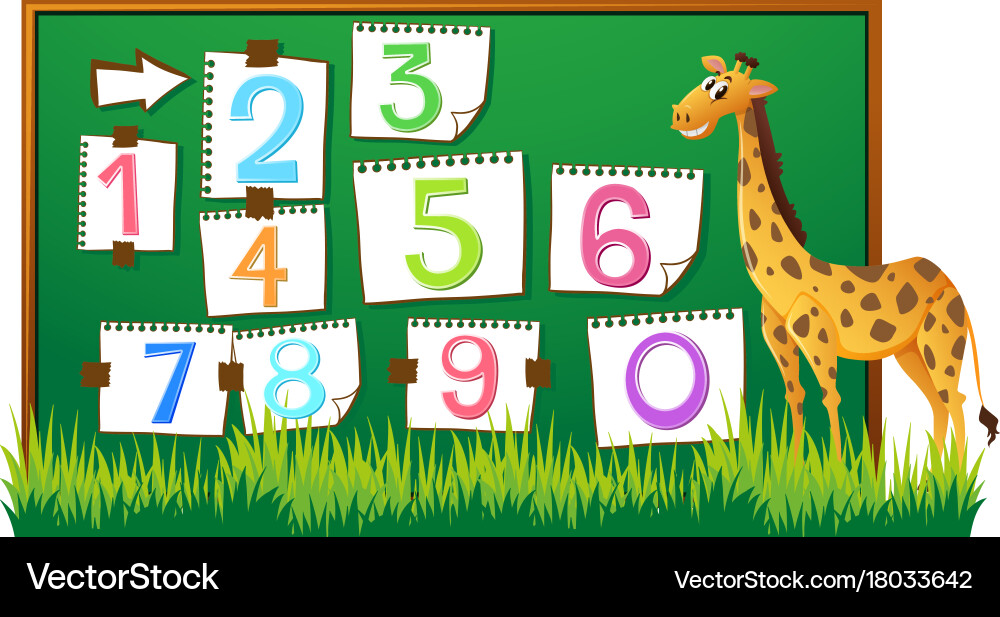 Counting numbers on board with giraffe Vector Image