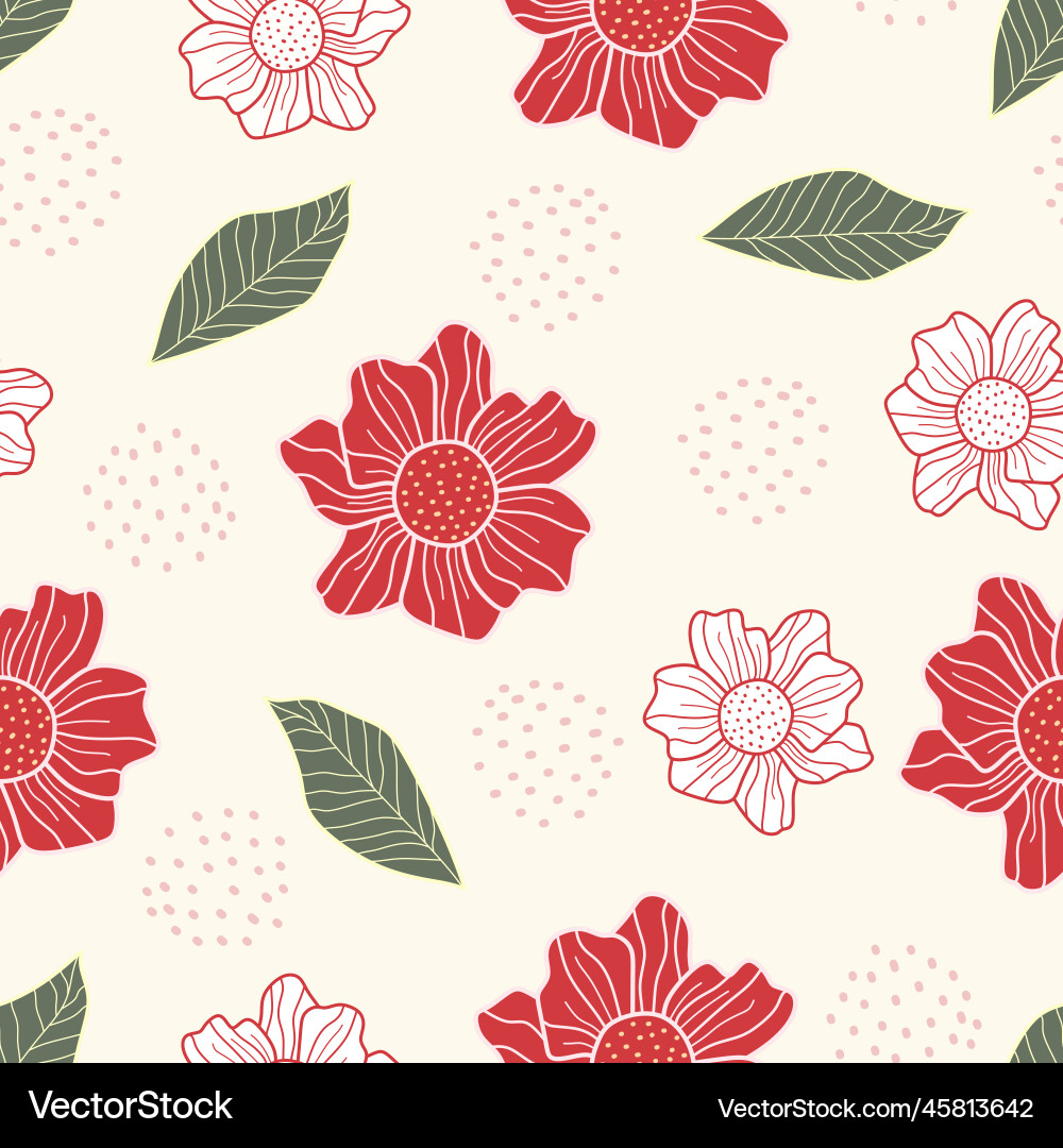 Cute flower pattern seamless hand drawn simple Cute flower pattern seamless hand drawn simple vector image