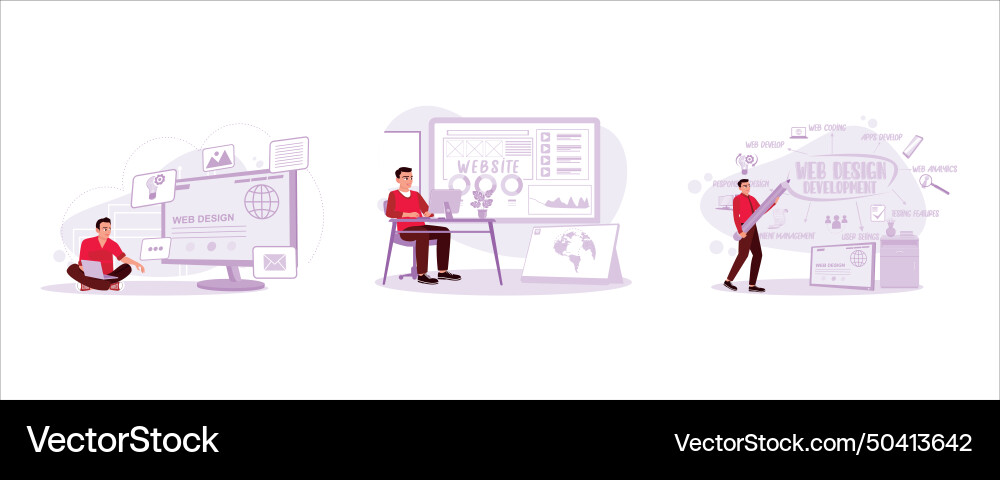 Designing web pages website development layout Designing web pages website development layout vector image
