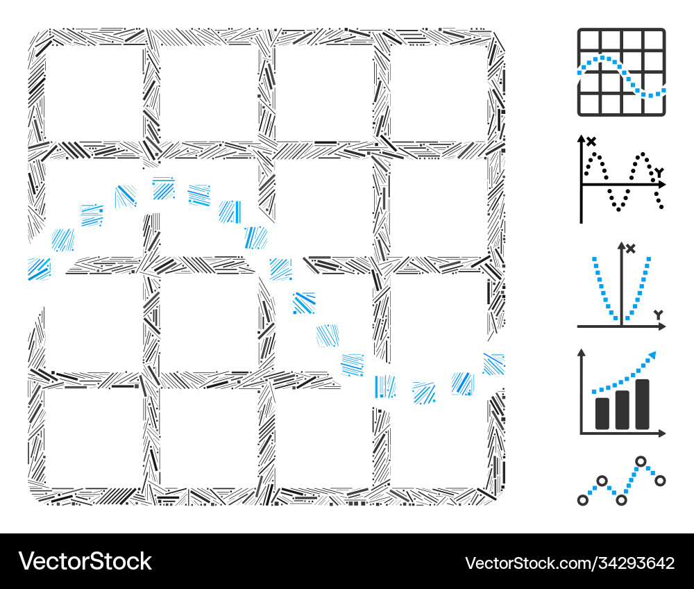 Line mosaic function chart icon Line mosaic function chart icon vector image