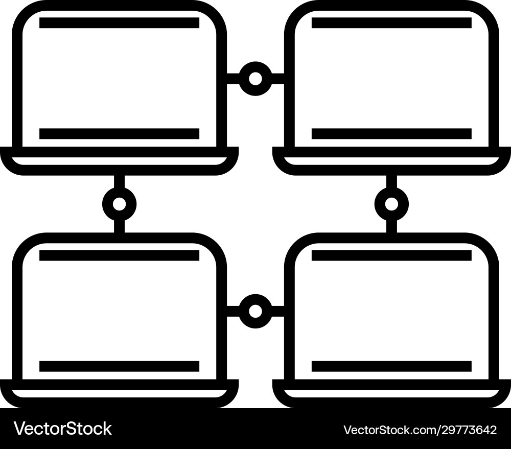 Network computers line icon concept sign Network computers line icon concept sign vector image