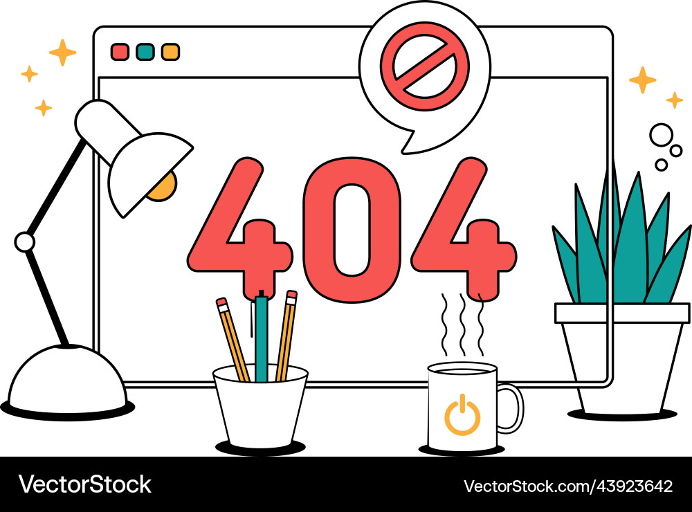 Page not found 404 design error icon outline Page not found 404 design error icon outline vector image