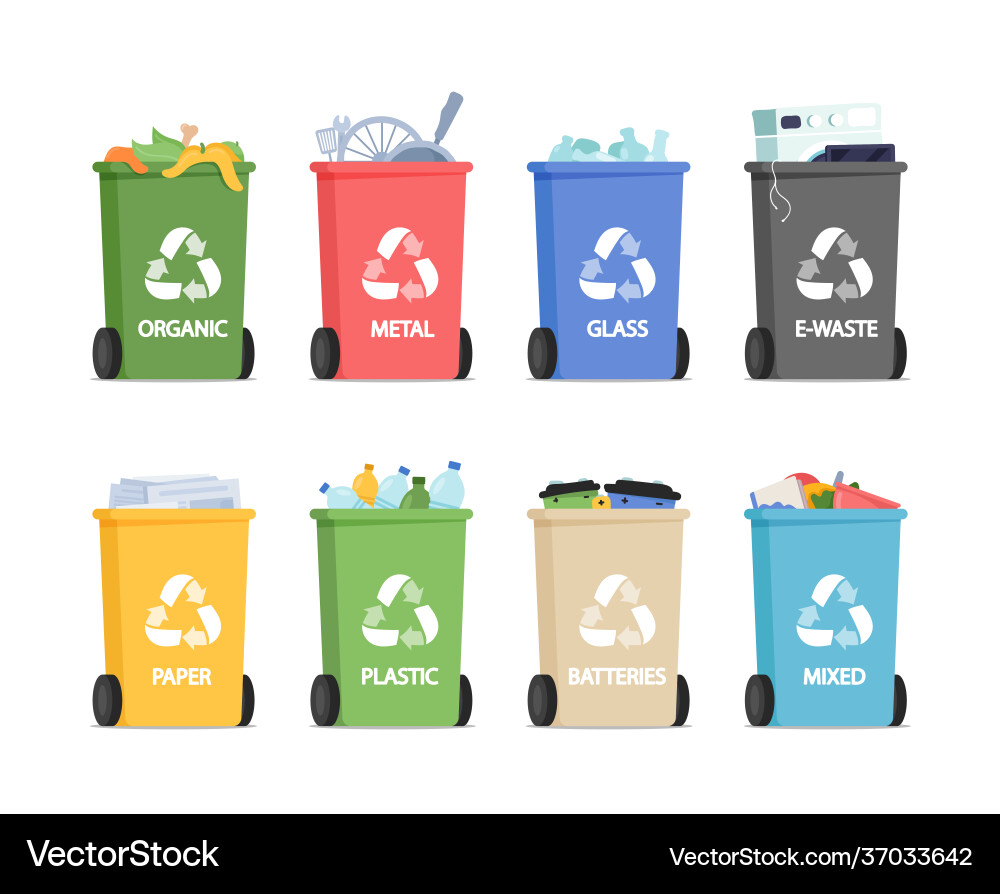 Recycling bins for separated garbage organic Recycling bins for separated garbage organic vector image