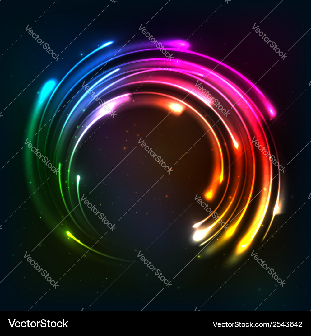 Regenbogen Neon Lichter Kreisrahmen Vektorbild