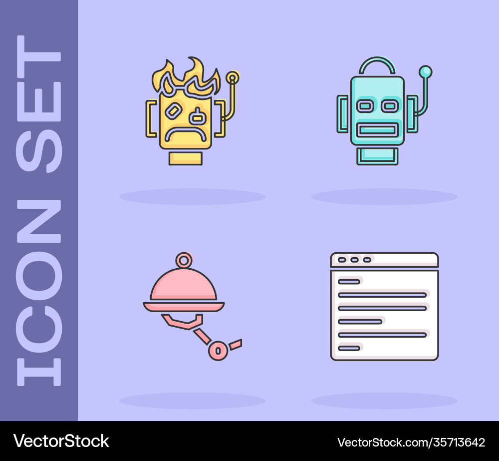 Set computer api interface robot burned out Set computer api interface robot burned out vector image