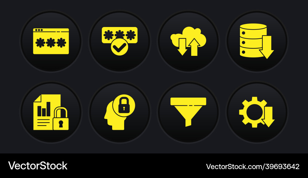Set document and lock server data web hosting Set document and lock server data web hosting vector image
